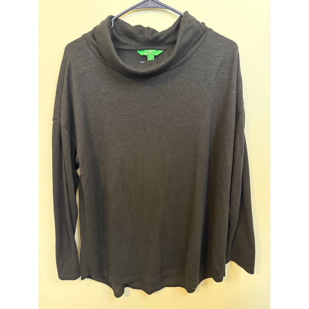 Dip Cowl Neck Top Womens Medium Black Excellent Eco-Friendly Long Sleeve Knit - Picture 1 of 6